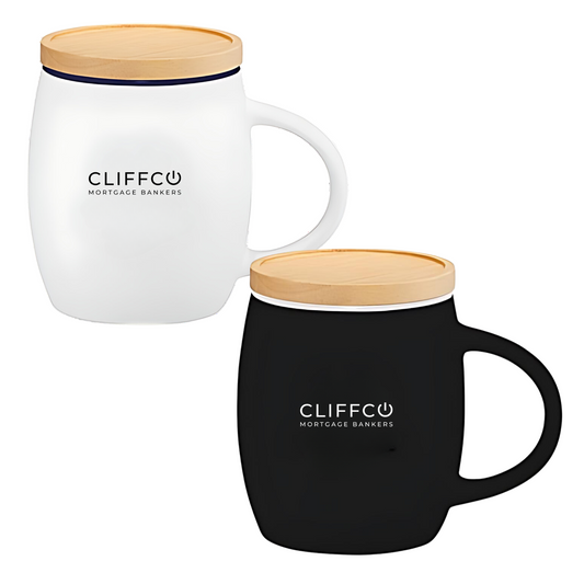 Cliffco Coffee Mug with Wood Lid Coaster 14oz. (25 pcs)