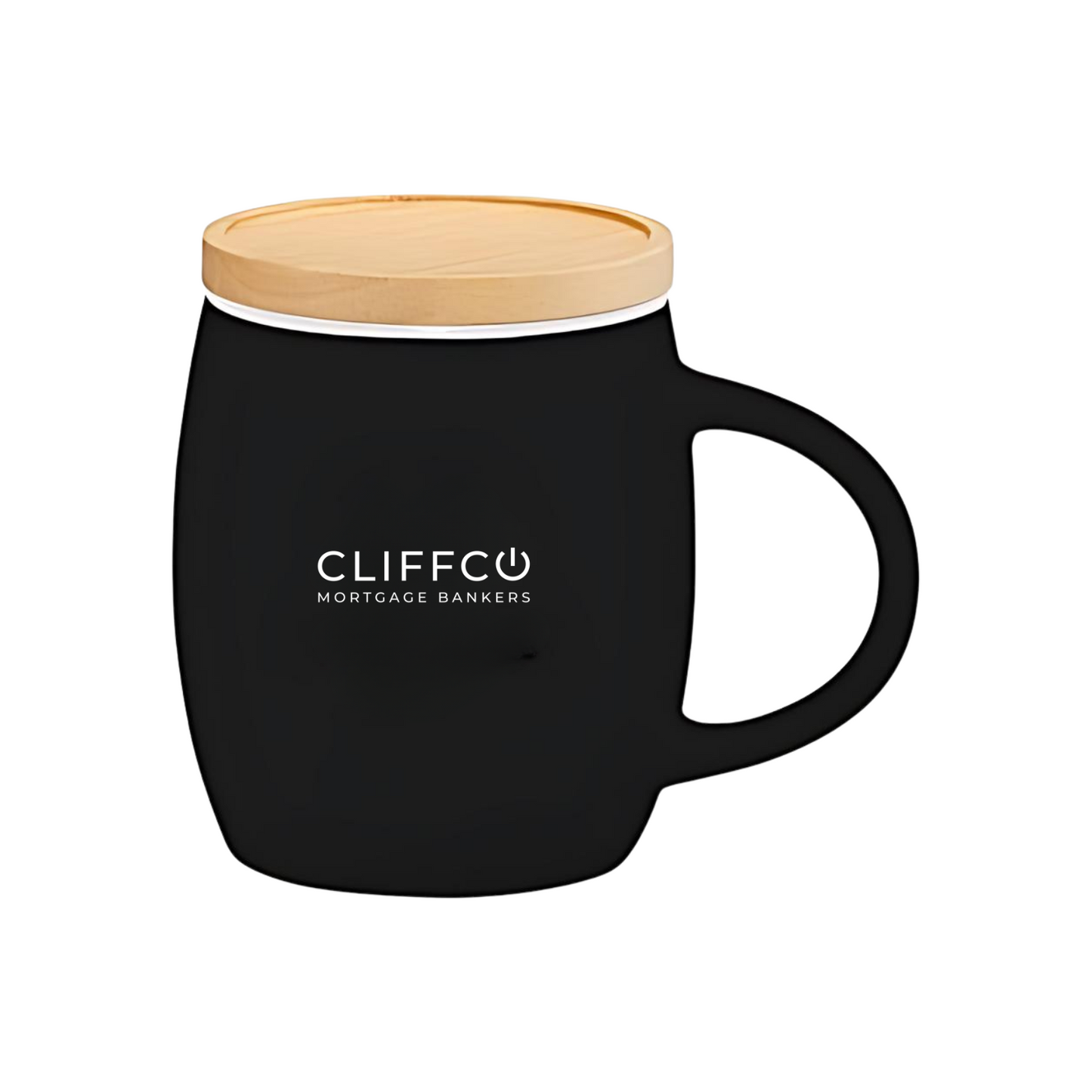 Cliffco Coffee Mug with Wood Lid Coaster 14oz. (25 pcs)