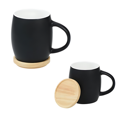 Cliffco Coffee Mug with Wood Lid Coaster 14oz. (25 pcs)