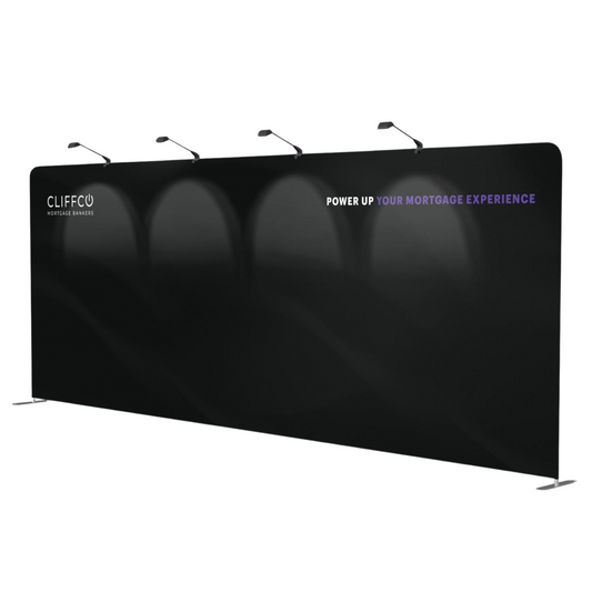 Cliffco 20ft Backdrop Tension Fabric Display Including 4 Lights